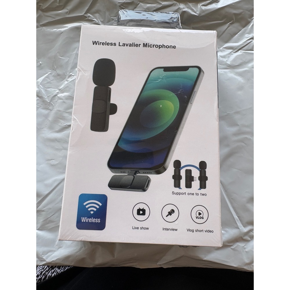 Wireless Lavalier Micropho for iPhone iPad 2 Pack Clip On Mic for Vlog